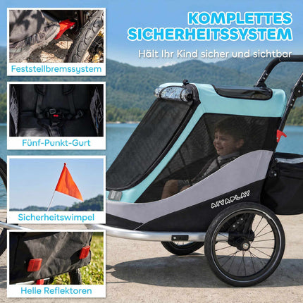 2-in-1 Bike Trailer Stroller, Foldable, 16in Air Tires