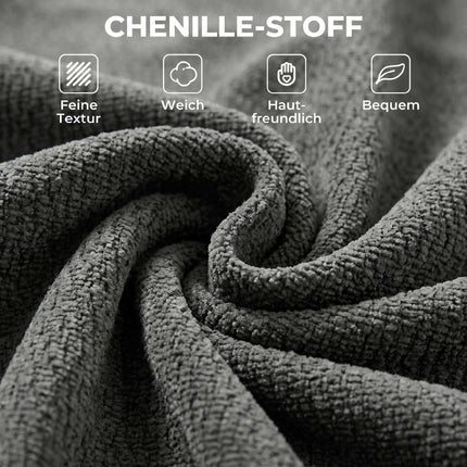 2-in-1-Klappsofa aus Chenille, Grau, vom Bodenstuhl zum Einzelbett
