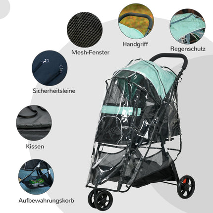 Zusammenklappbarer Tierkinderwagen mit Regenschutz für kleine Hunde und Katzen