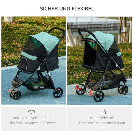 Zusammenklappbarer Tierkinderwagen mit Regenschutz für kleine Hunde und Katzen