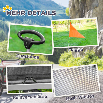 Fahrradanhänger für Hund und Haustier, atmungsaktives Oxford-Gewebe