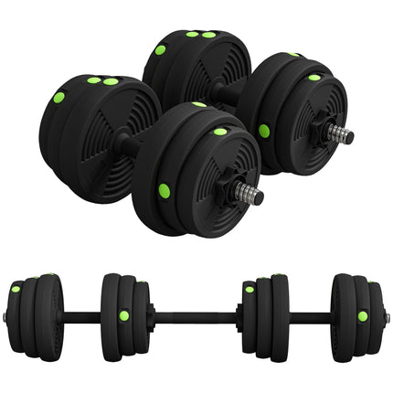 2-in-1 Hantelset, verstellbar 25 kg, rutschfest, Schwarz/Grün