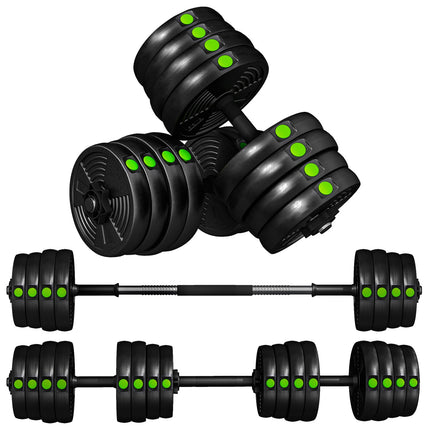 2-in-1 Hantel-Set, verstellbar 30 kg, rutschfest, Schwarz/Grün