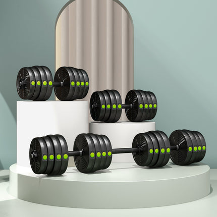 2-in-1 Hantel-Set, verstellbar 30 kg, rutschfest, Schwarz/Grün