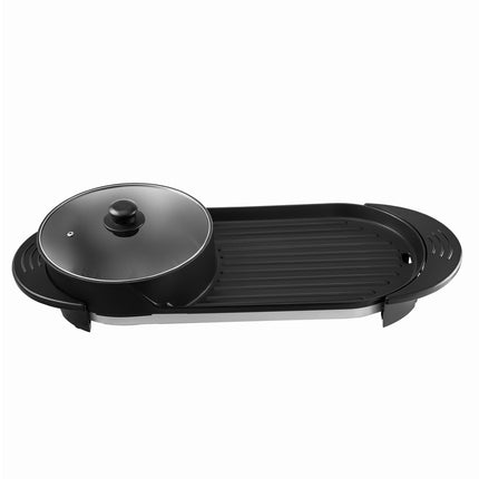 2-in-1 Electric Hot Pot Grill, Divider, Dual Temp 2200W
