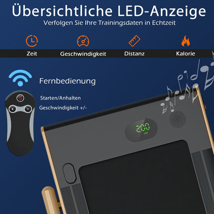 2-in-1 Klappbares Laufband mit LED-Display und Fernbedienung