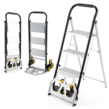 2-in-1 Klappkarre & Leiter, Aluminium, 3-stufig, 250kg Tragkraft