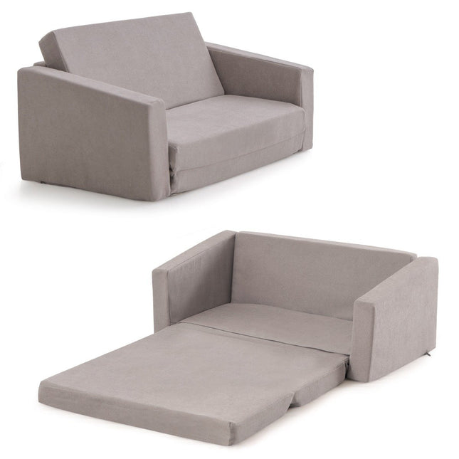 2 in 1 Klappsofa Kindersofa mit Samtstoffbezug Kindersessel Sessel 77 x 43 x 40 cm Dunkelgrau