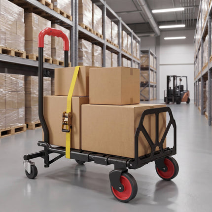 2-in-1 Folding Hand Truck and Platform Cart, Steel, 120 kg Load, Swivel Wheels