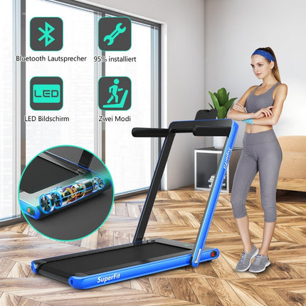 Tapis de course pliable 2 en 1 2,25 CV, tapis de course électrique portable, bleu