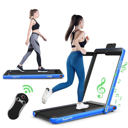 Tapis de course pliable 2 en 1 2,25 CV, tapis de course électrique portable, bleu