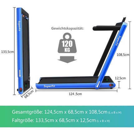 Tapis de course pliable 2 en 1 2,25 CV, tapis de course électrique portable, bleu