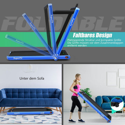Tapis de course pliable 2 en 1 2,25 CV, tapis de course électrique portable, bleu