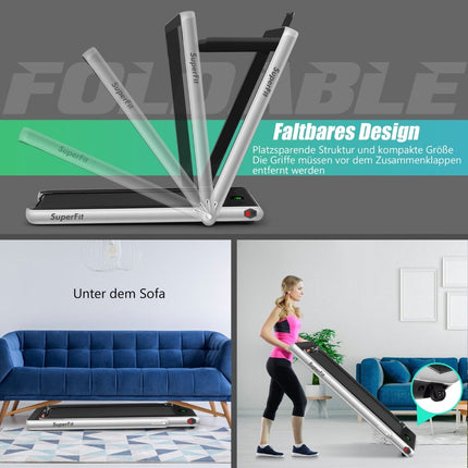 2-in-1-Laufband, klappbar, 2,25 PS, tragbar, elektrisch, silberfarben