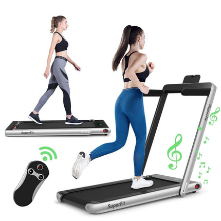 2-in-1-Laufband, klappbar, 2,25 PS, tragbar, elektrisch, silberfarben