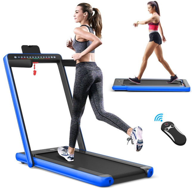 2-in-1-Klapplaufband mit dualem LED-Display, Blau