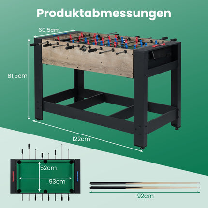 2-in-1 Kicker- & Billardtisch – Kompaktes, stabiles Design