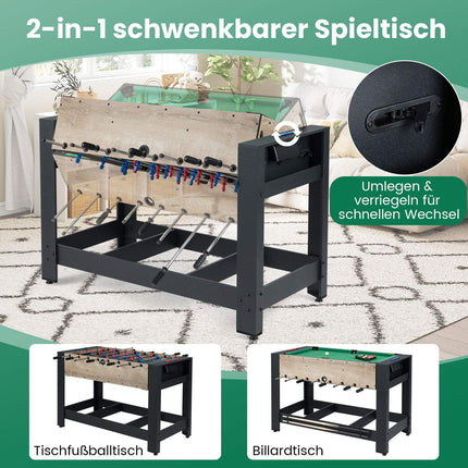 2-in-1 Kicker- & Billardtisch – Kompaktes, stabiles Design