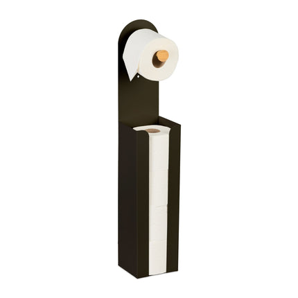 2-in-1 Freistehender Toilettenpapierhalter, Bambus & Metall
