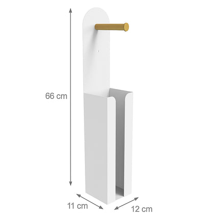 2-in-1 WC-Rollenhalter freistehend, Bambus & Metall