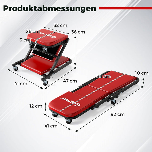 2-in-1 Rollbrett mit gepolstertem Sitz, 150kg Tragkraft