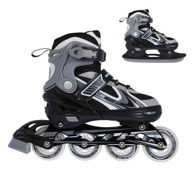 2-in-1 Inliner und Schlittschuhe, Grau, Größe M (34-38)