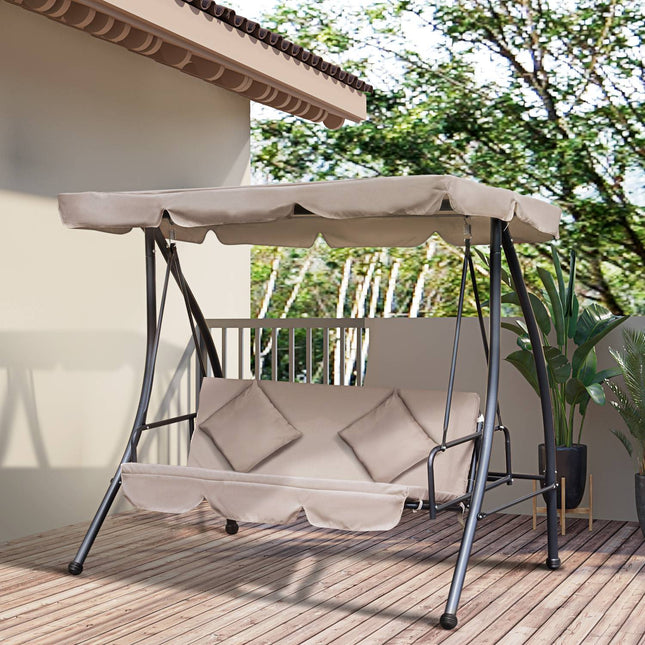 2-in-1 reclining garden swing, 3-seater, adjustable canopy