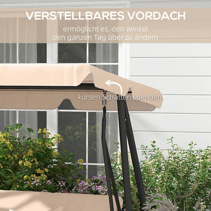 3-Sitzer Hollywoodschaukel mit Dach, Liegefunktion, braun