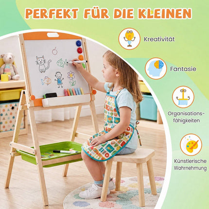 2-in-1 Kids Art Easel with Magnetic Whiteboard & Blackboard