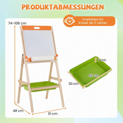 2-in-1 Kids Art Easel with Magnetic Whiteboard & Blackboard