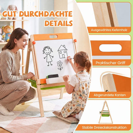 2-in-1 Kids Art Easel with Magnetic Whiteboard & Blackboard