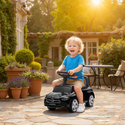 2-in-1 Kids Ride-On Car with Push Handle, Black
