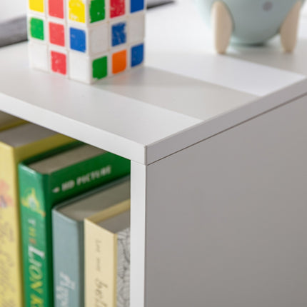 2-in-1 Kids Storage Shelf & Bench with Cushion, White/Grey