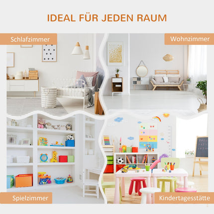 2-in-1 Kids Storage Shelf & Bench with Cushion, White/Grey