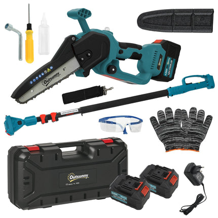 2-in-1 Mini-Kettensäge 580W mit 8000mAh Akku Sicherheitssperre 8 Zoll 42 x 29 x 10,5 cm Blau