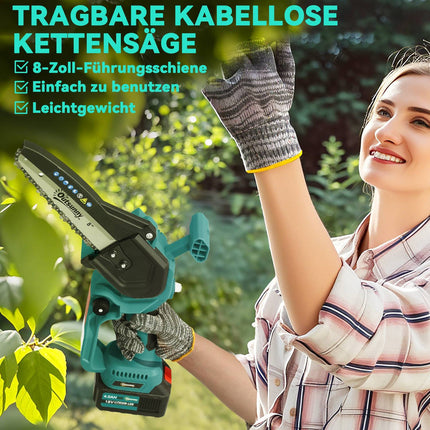 2-in-1 Mini-Kettensäge 580W mit 8000mAh Akku Sicherheitssperre 8 Zoll 42 x 29 x 10,5 cm Blau