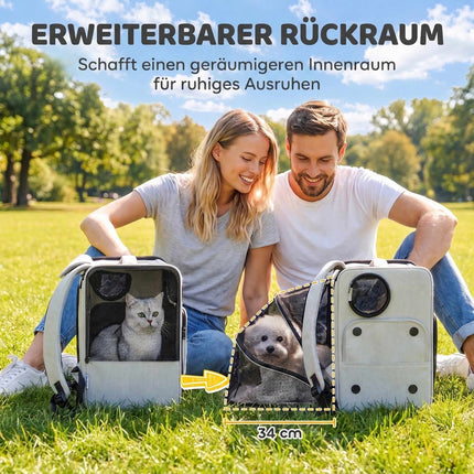 2-in-1 Pet Carrier Backpack with Wheels and Back Support, Foldable, Up to 5 kg