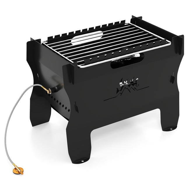 2-in-1 tragbarer Holzkohle- und Gasgrill mit Edelstahlrost