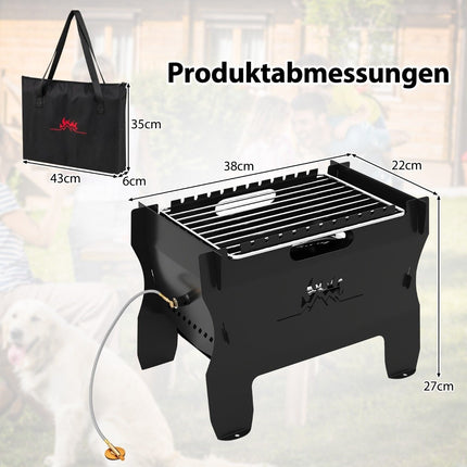 2-in-1 tragbarer Holzkohle- und Gasgrill mit Edelstahlrost
