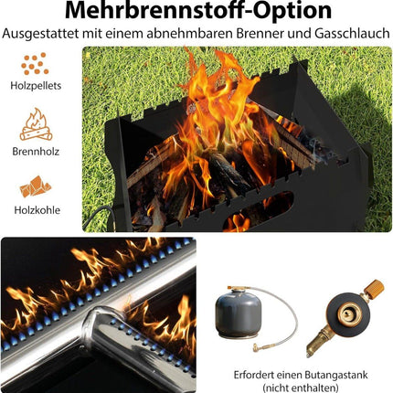 2-in-1 tragbarer Holzkohle- und Gasgrill mit Edelstahlrost