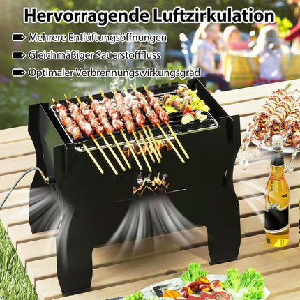 2-in-1 tragbarer Holzkohle- und Gasgrill mit Edelstahlrost