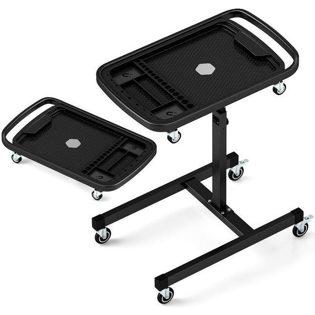 2 in 1 Rollable Tool Table with Removable Compartment Height Adjustable Work Table