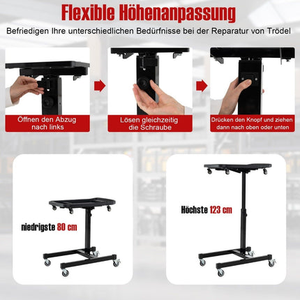 Table à outils enroulable 2 en 1 avec compartiment amovible et table de travail réglable en hauteur