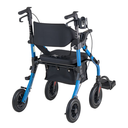 2-in-1 Rollator Walker Transport Chair, Foldable 300 lb
