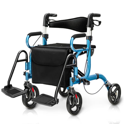 2-in-1 Rollator mit Sitz, faltbar, Blau