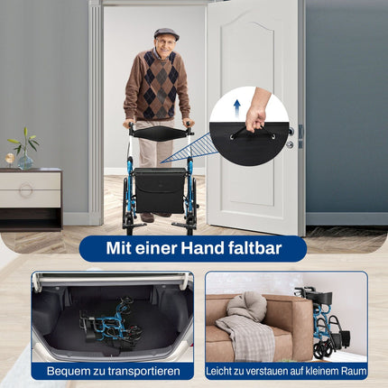 2-in-1 Rollator mit Sitz, faltbar, Blau