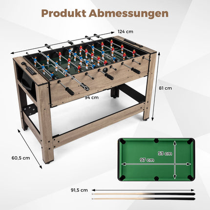 2-in-1 Rotating Game Table – Foosball & Billiards Set