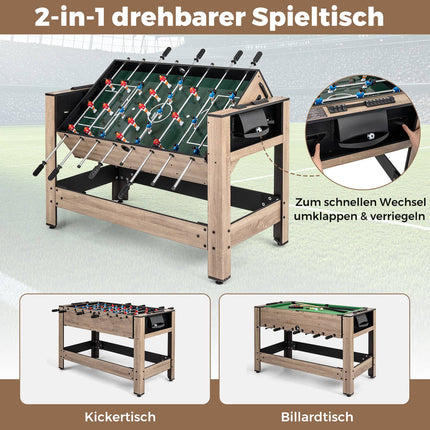 2-in-1 Rotating Game Table – Foosball & Billiards Set