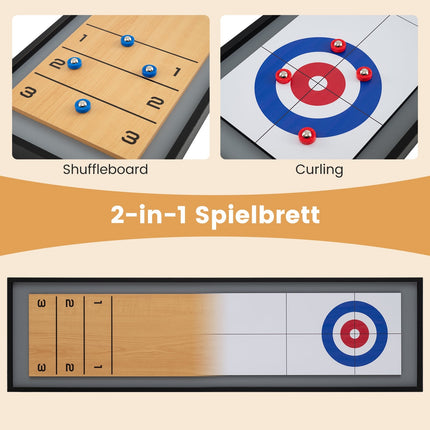 2-in-1 Shuffleboard- & Curling-Tischspiel, 114 cm, tragbar
