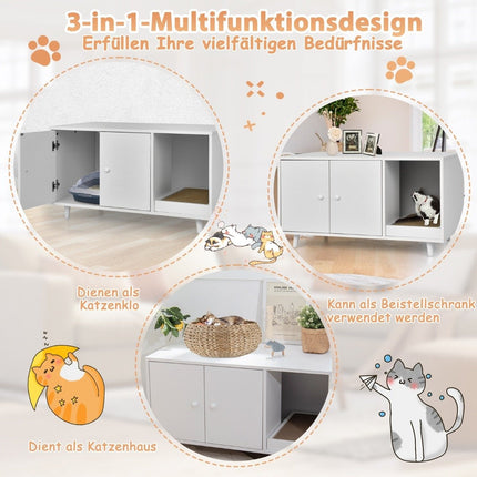 Table d'appoint et meuble pour chat 2 en 1 avec griffoir et bac à litière pour chat 90 x 50 x 50 cm Table basse blanche